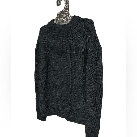 AG Adriano Goldschmied Finn Crewneck Tattered Knit Sweater Distressed - Picture 8 of 13
